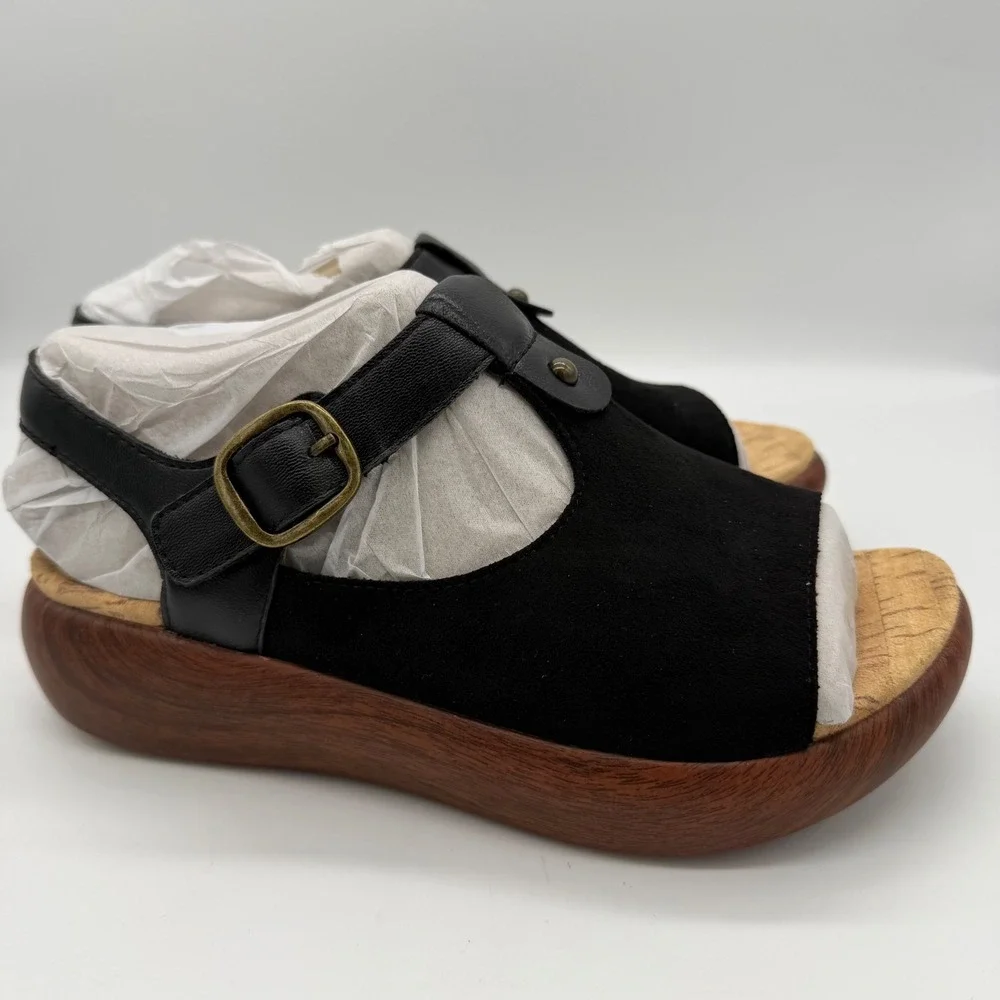 Alegria Betsie Stretch Black Platform Sandals BSE-6146 Womens 37 US 7-7.5 New